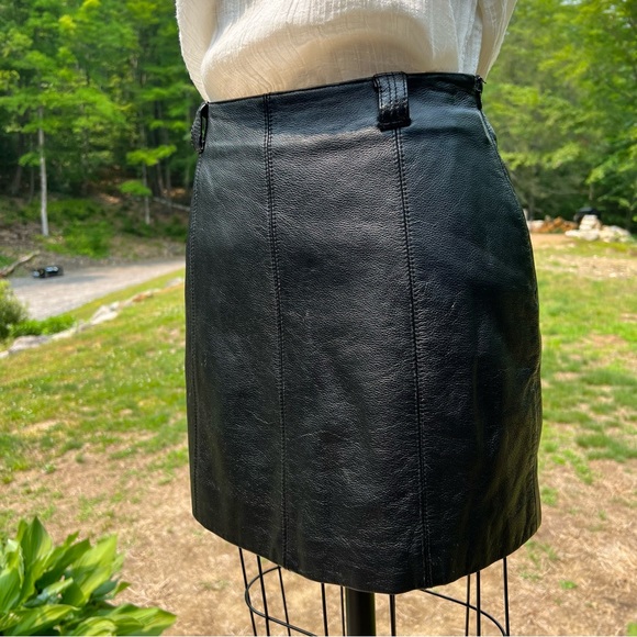 Wilson’s Genuine Leather Mini Skirt Black Pencil Lined Maxima Vintage Size 4 - Picture 3 of 11